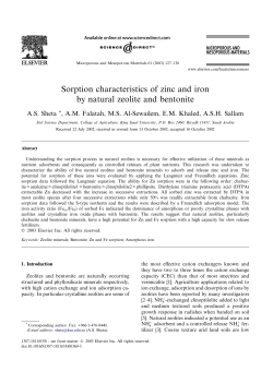 Sorption characteristics of zinc and iron by natural