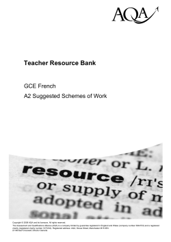 A-level French Scheme of work Schemes of work: A2