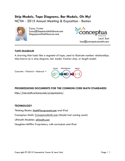 Strip Models, Tape Diagrams, Bar Models, Oh My! NCTM
