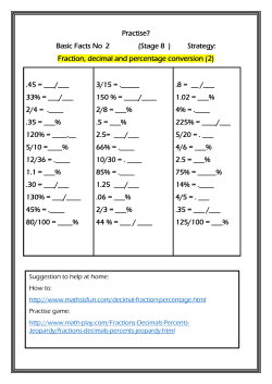 Practise? Basic Facts No 2 (Stage 8 ) Strategy: Fraction, decimal