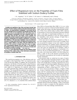 Effect of Magnesium Ions on the Properties of Foam Films Stabilized