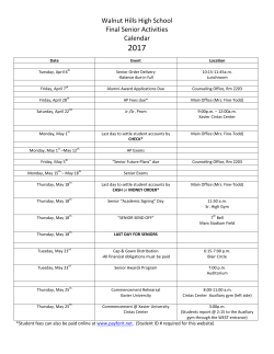Senior Events Calendar - Walnut Hills High School