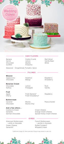Our Wedding Cakes Menu
