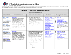 1st Grade Mathematics Curriculum Map