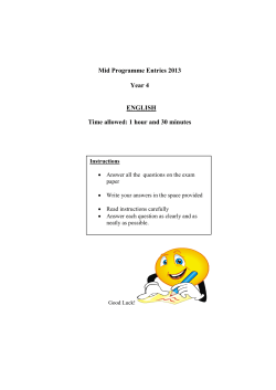 Mid Programme Entries 2013 Year 4 ENGLISH Time allowed: 1 hour