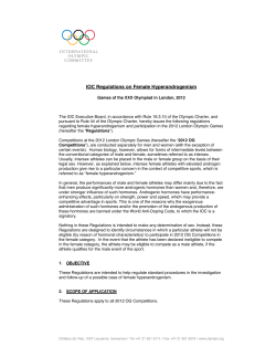 IOC Regulations on Female Hyperandrogenism
