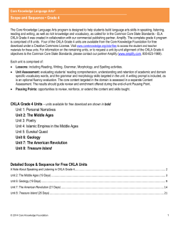 Scope and Sequence &bull; Grade 4 Unit 1