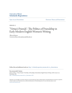 "Virtue`s Friends": The Politics of Friendship in Early Modern English