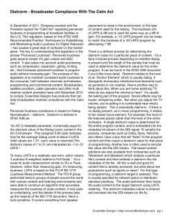 CALM Act, Dialnorm and Audio Loudness Whitepaper
