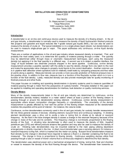 installation and operation of densitometers