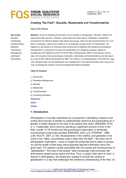 Creating "the Field": Glocality, Relationality and Transformativity 1