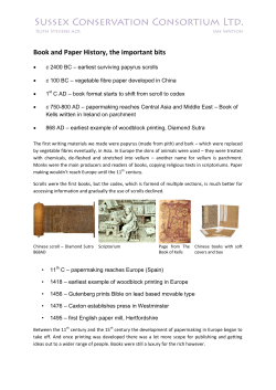 Book and Paper History, the important bits