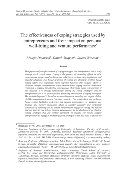 The effectiveness of coping strategies used by entrepreneurs and
