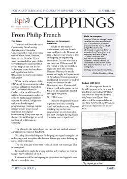 From Philip French - RPH Print Radio Tasmania