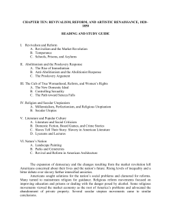 CHAPTER TEN: REVIVALISM, REFORM, AND ARTISTIC