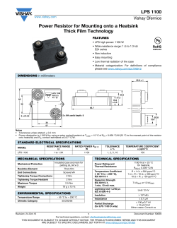 LPS 1100 Power Resistor for Mounting onto a Heatsink Thick Film