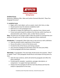 Analytical Essay Guidelines - Austin Peay State University