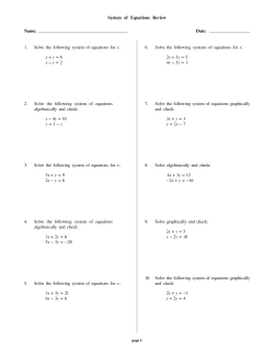 System of Equations Review