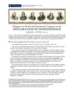 Delegates` letters on the Declaration, July 1776