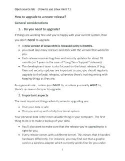 How to upgrade to a newer release? General considerations 1. . Do