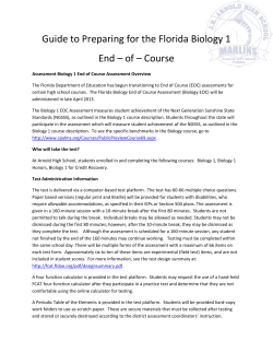 Guide to Preparing for the Florida Biology 1 End &ndash; of &ndash; Course