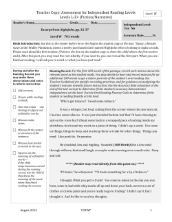 Teacher Copy: Assessment for Independent Reading Levels Levels