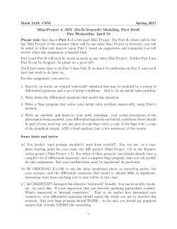 Fourth Mini Project assignment, due Wednesday, April 19