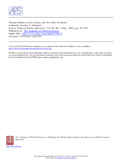 Thomas Hobbes on the Family and the State of Nature Author(s