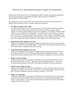 Post-Op ACL Reconstruction Return to Sport Test Instructions