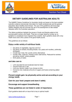 Dietary Guidelines For Australian Adults