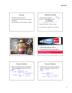 Do Now PERCENT BY MASS Practice Problems Practice Problems