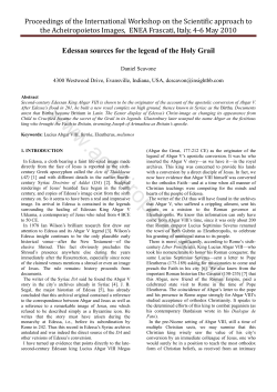 Edessan sources for the legend of the holy Grail