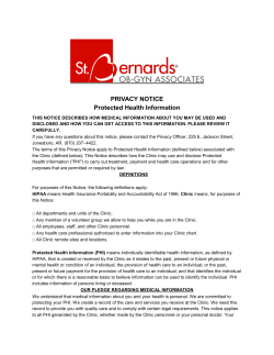 PRIVACY NOTICE Protected Health Information