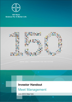 Meet Management - Bayer Investor Relations