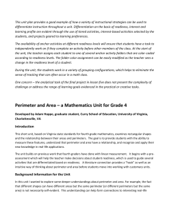Perimeter and Area &ndash; a Mathematics Unit for Grade 4