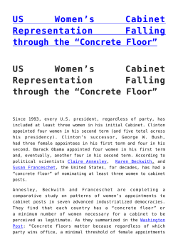 US Women`s Cabinet Representation Falling