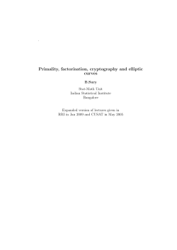 Primality, factorisation, cryptography and elliptic curves