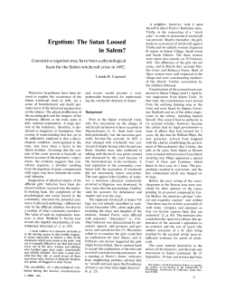 Ergotism: The Satan Loosed in Salem?