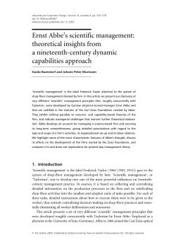 Ernst Abbe`s scientific management: theoretical insights from a