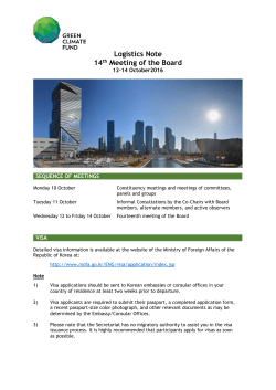 Logistics Note 14th Meeting of the Board