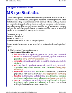 MS 150 Statistics - College of Micronesia