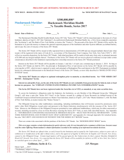 $300,000,000* Hackensack Meridian Health ____% Taxable Bonds