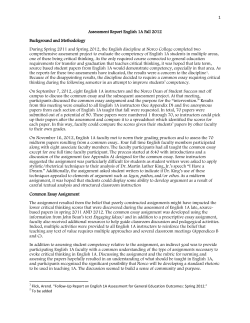 1 Assessment Report English 1A Fall 2012