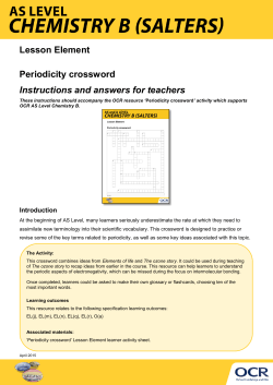 A Level Chemistry B (Salters) Lesson Element Teachers` Instructions