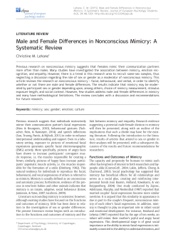 Male and Female Differences in Nonconscious Mimicry