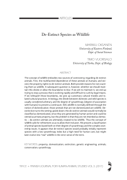 De-Extinct Species as Wildlife - TRACE &there4; Finnish Journal for