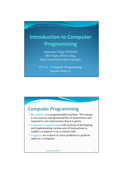 Introduction to Computer Programming