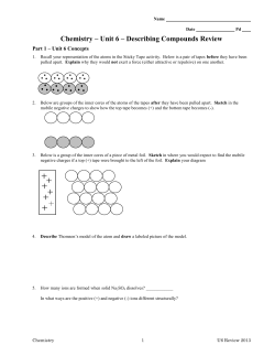 Chemistry &ndash; Unit 6 &ndash; Describing Compounds Review