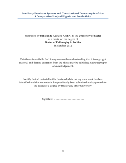 1 One-Party Dominant Systems and Constitutional Democracy in
