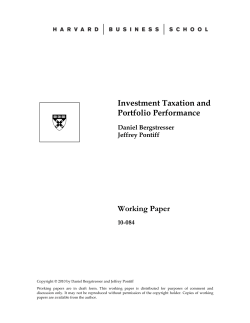 Investment Taxation and Portfolio Performance Working Paper